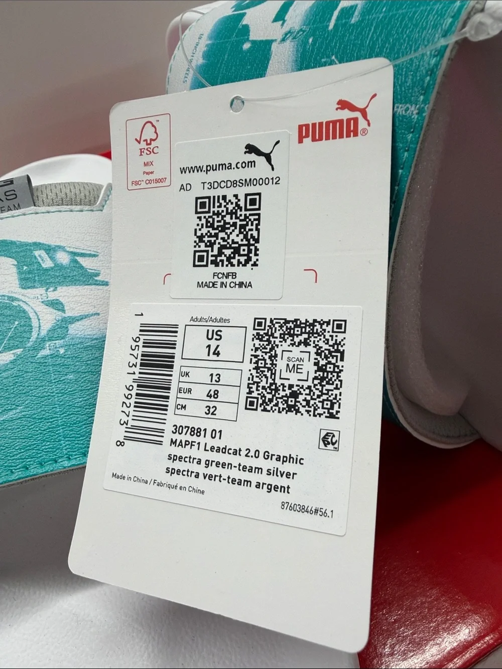 NEW Puma X Mercedes Formula 1 White & Teal Graphic Slide Sandals